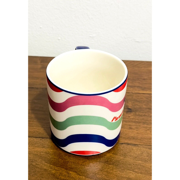 NWT: Maeve by Anthropologie - Paix, L'amour, Joie, Striped Ceramic Coffee Mug - Picture 5 of 5